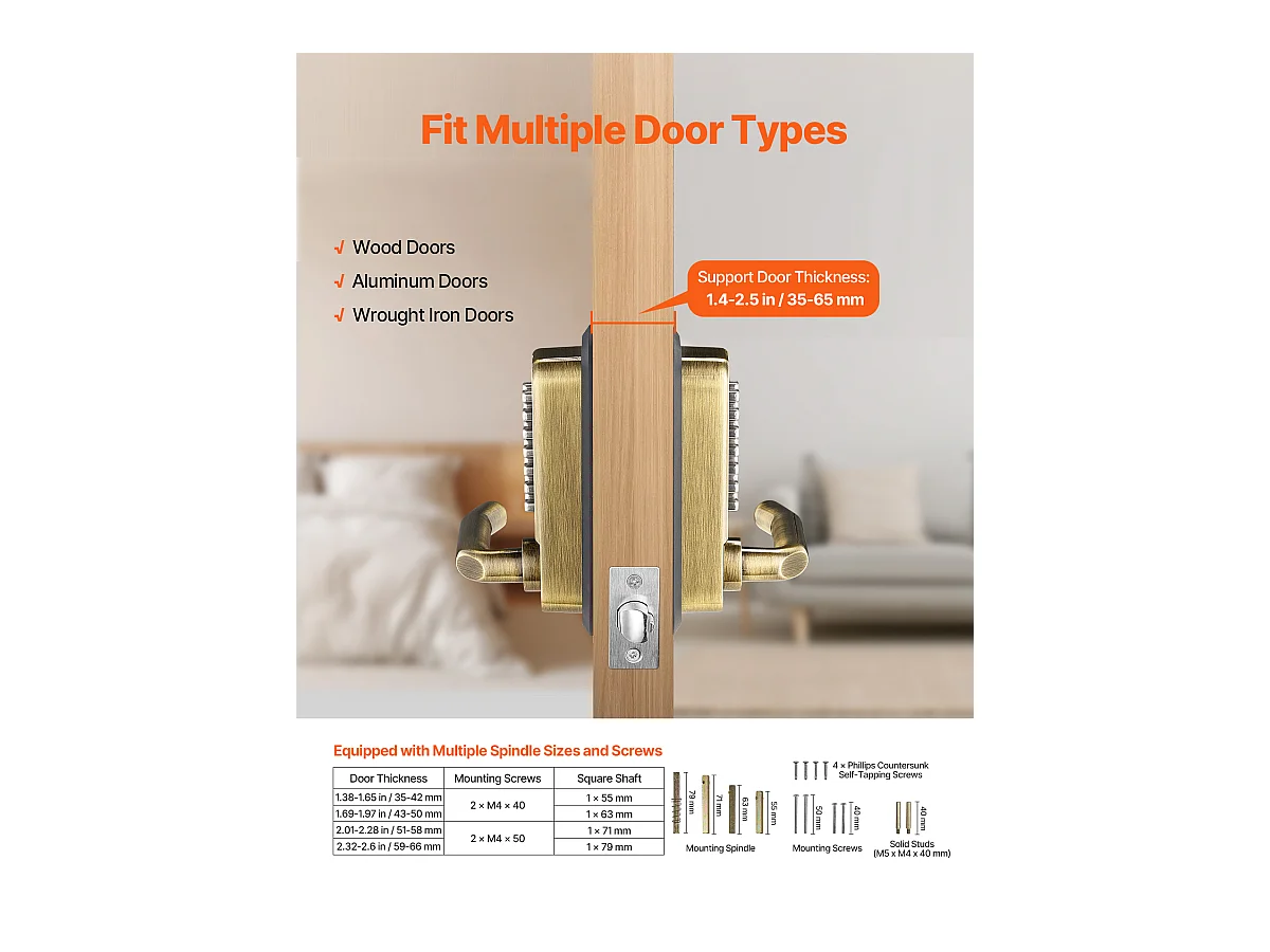 Serrure de Porte Mécanique SucceBuy sans Clé 14 Clés pour la Maison et le Bureau, Bureau, Garage, Acier Inoxydable