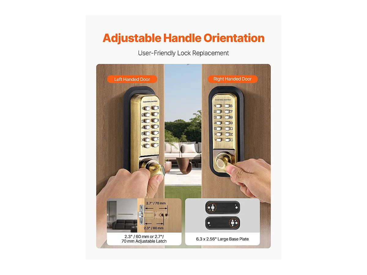 Serrure de Porte Mécanique SucceBuy sans Clé 14 Clés pour la Maison et le Bureau, Bureau, Garage, Acier Inoxydable