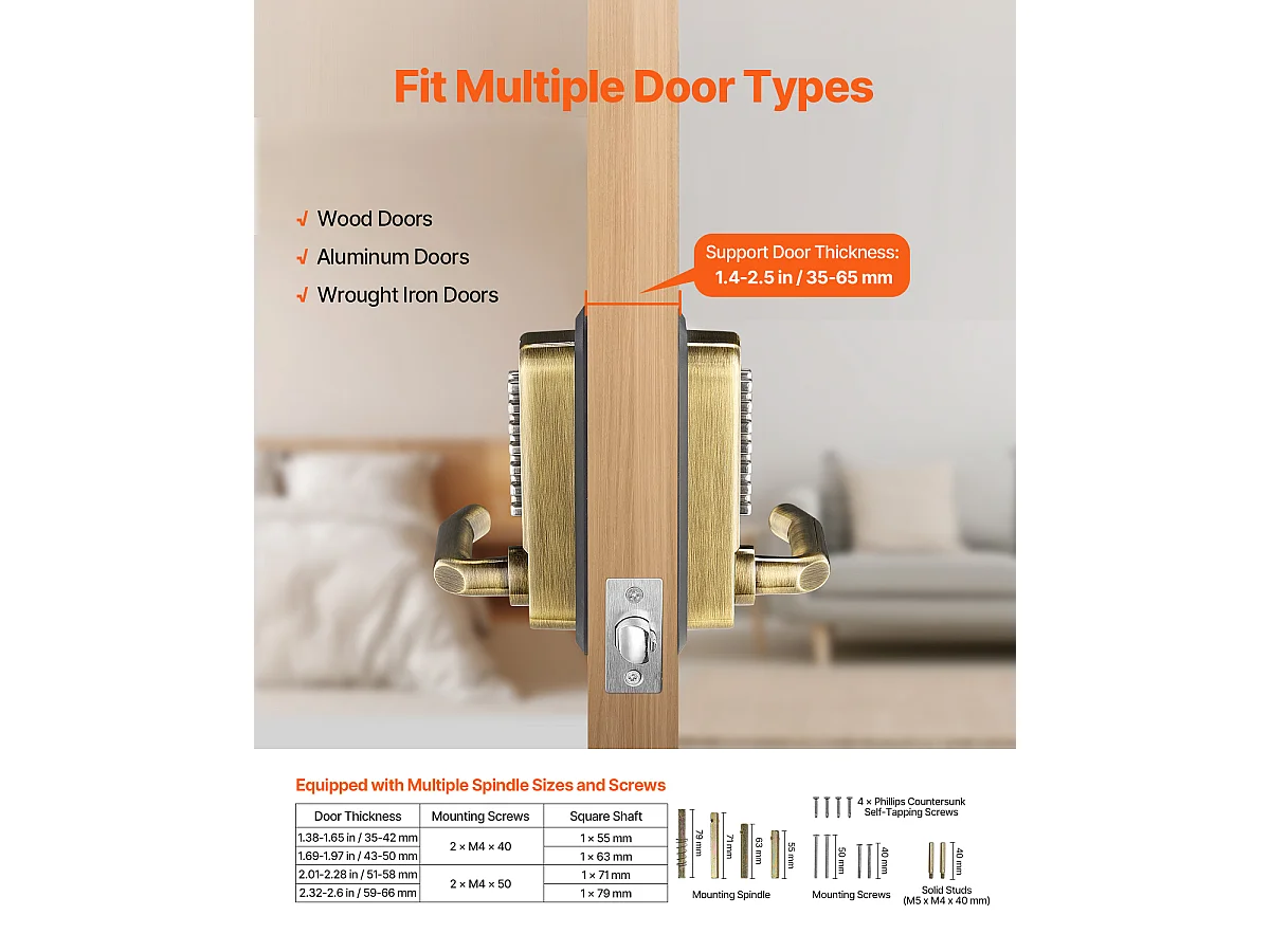 Mechanisches Türschloss SucceBuy Schlüssellos 14 Schlüssel für das Haus und das Büro, Büro, Garage, Edelstahl