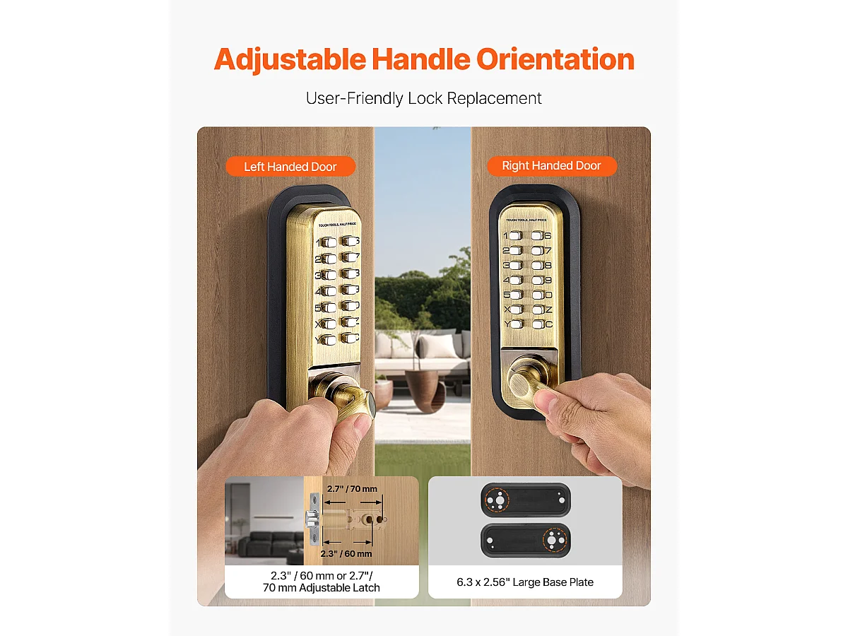 Mechanisches Türschloss SucceBuy Schlüssellos 14 Schlüssel für das Haus und das Büro, Büro, Garage, Edelstahl