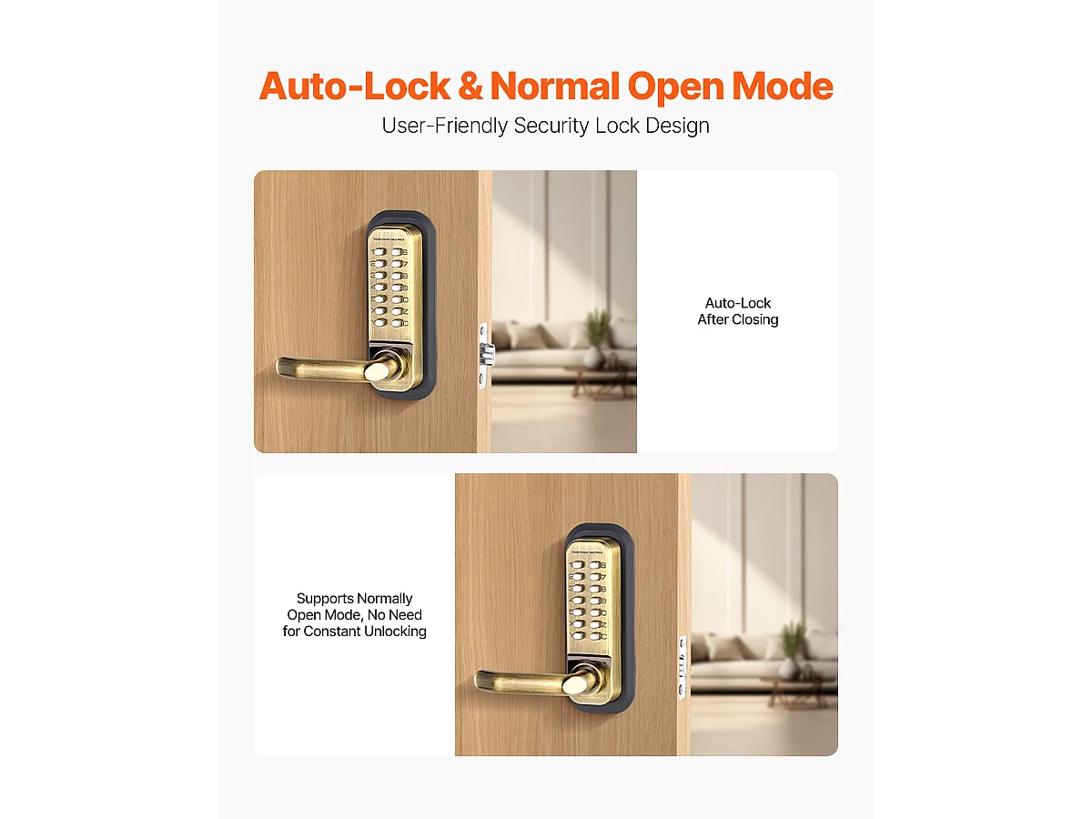 Mechanisches Türschloss SucceBuy Schlüssellos 14 Schlüssel für das Haus und das Büro, Büro, Garage, Edelstahl