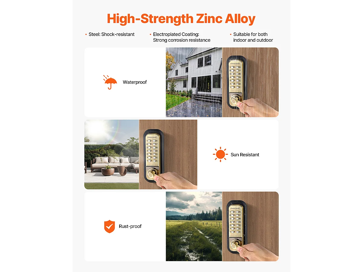 Mechanisches Türschloss SucceBuy Schlüssellos 14 Schlüssel für das Haus und das Büro, Büro, Garage, Edelstahl