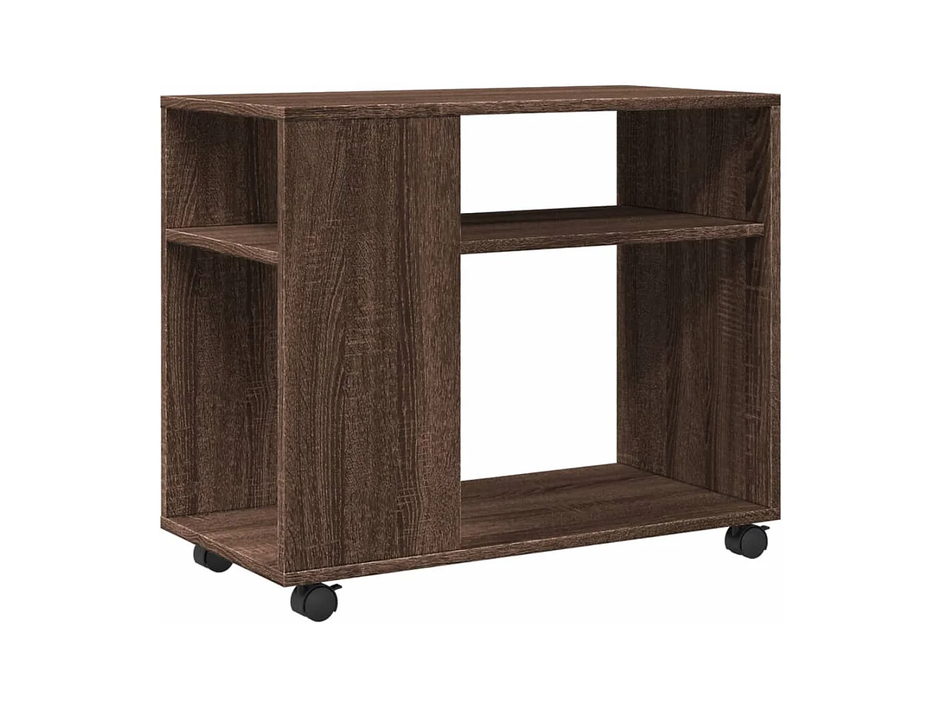 Table d'appoint sur roulettes bois marron 50 x 35 x 60 cm DEC032329