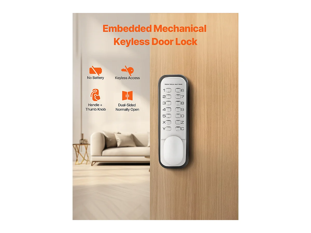 Serrure de Porte Mécanique SucceBuy sans Clé, Bouton de Clavier Mécanique à 14 Touches, Serrure de Portail Étanche en Acier Inoxydable