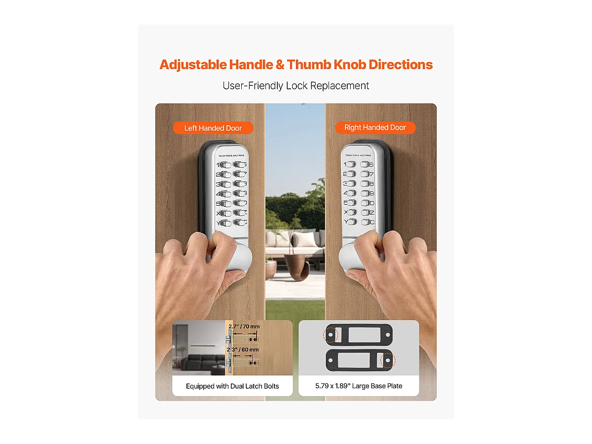 Serrure de Porte Mécanique SucceBuy sans Clé, Bouton de Clavier Mécanique à 14 Touches, Serrure de Portail Étanche en Acier Inoxydable