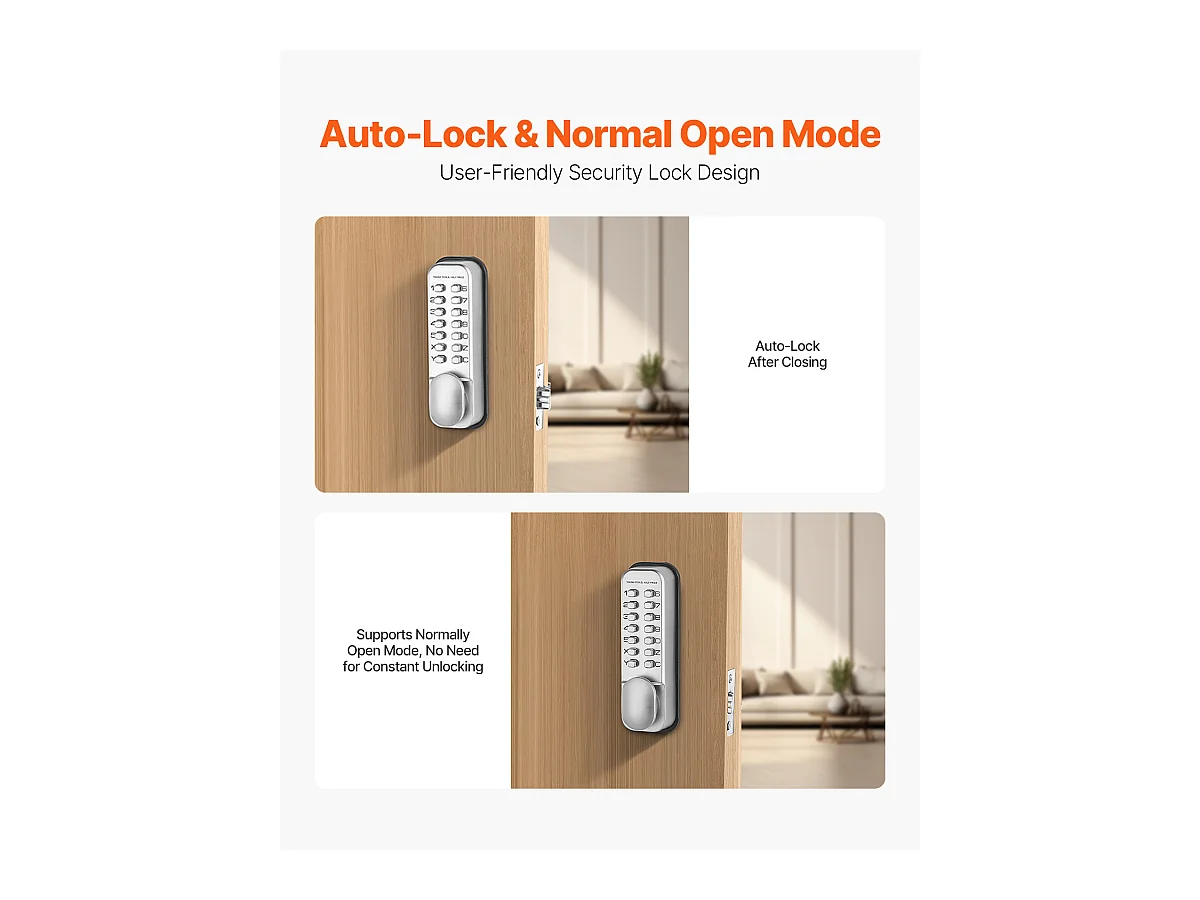 Serrure de Porte Mécanique SucceBuy sans Clé, Bouton de Clavier Mécanique à 14 Touches, Serrure de Portail Étanche en Acier Inoxydable