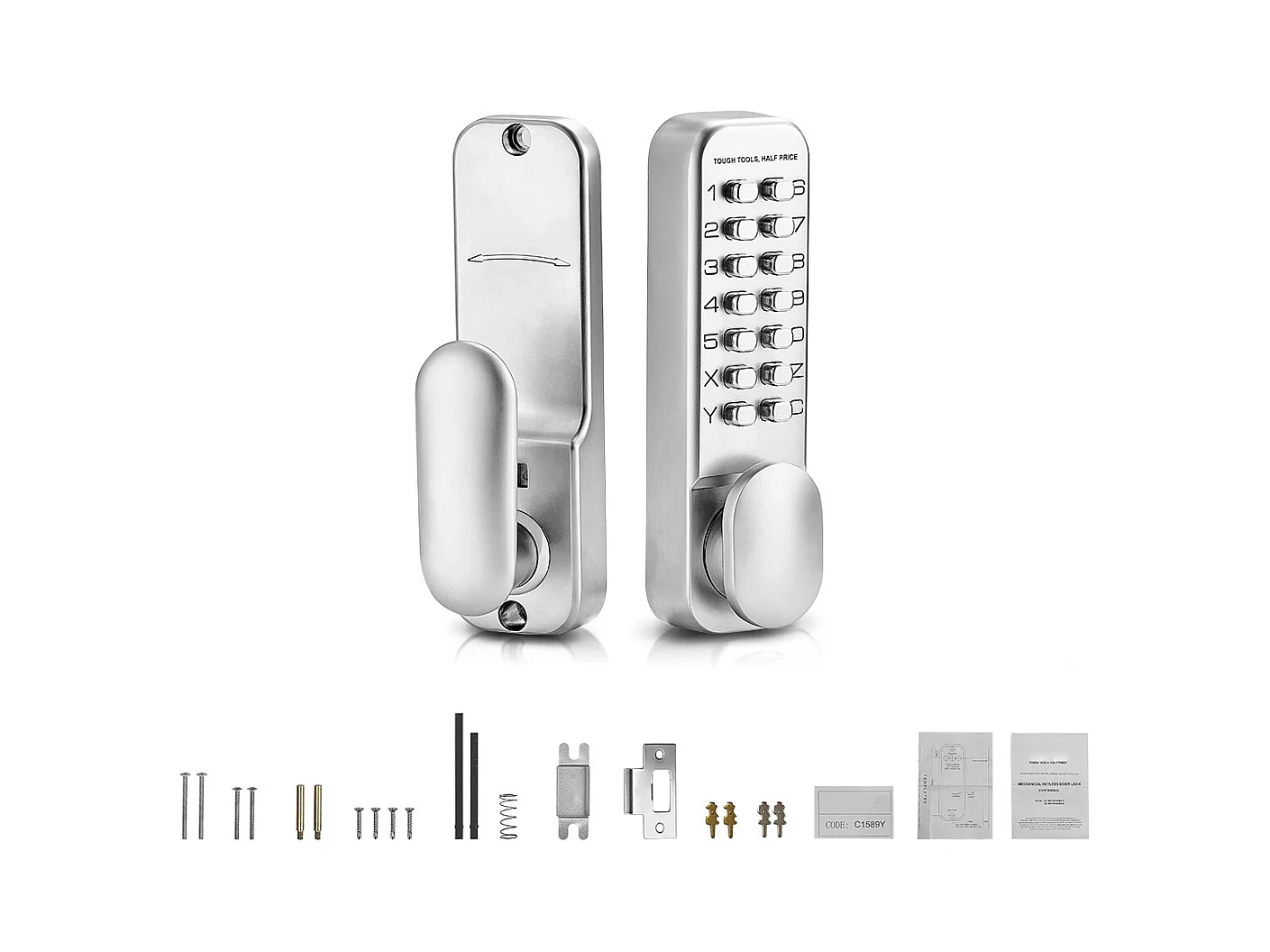 Serrure de Porte Mécanique SucceBuy sans Clé, Bouton de Clavier Mécanique à 14 Touches, Serrure de Portail Étanche en Acier Inoxydable