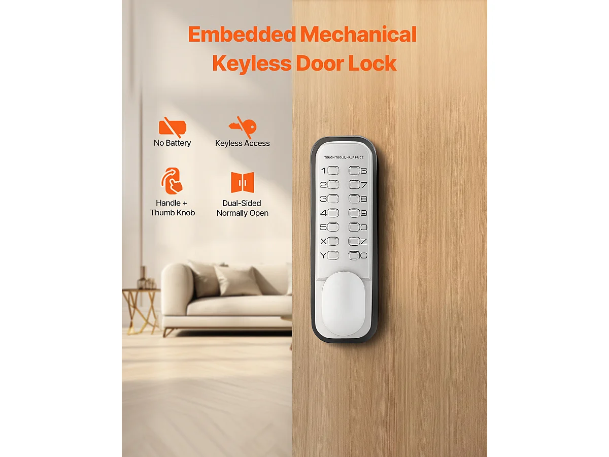 Mechanisch Deurslot SucceBuy Sleutelloos, Mechanische Toetsenbordknop met 14 Toetsen, Waterdicht Hek Slot in Rvs