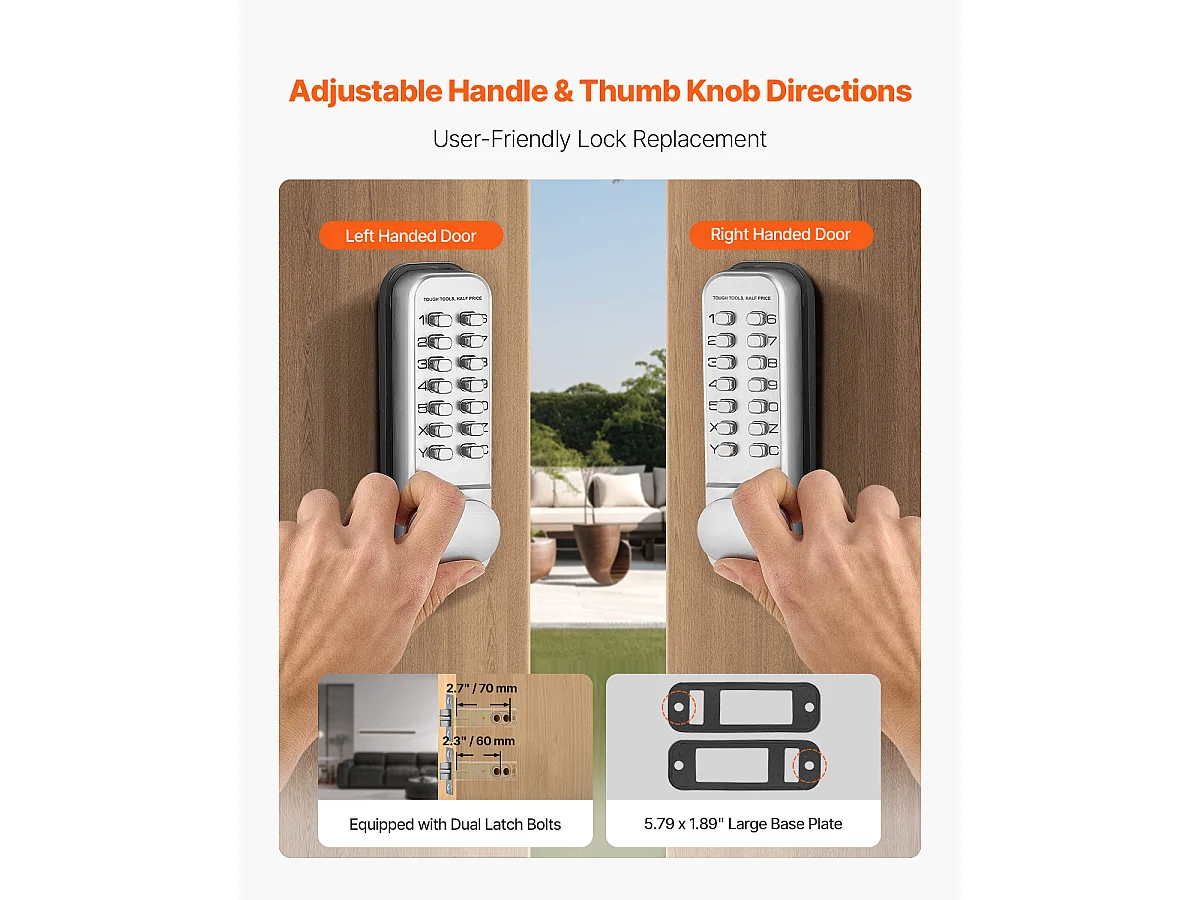 Mechanisch Deurslot SucceBuy Sleutelloos, Mechanische Toetsenbordknop met 14 Toetsen, Waterdicht Hek Slot in Rvs