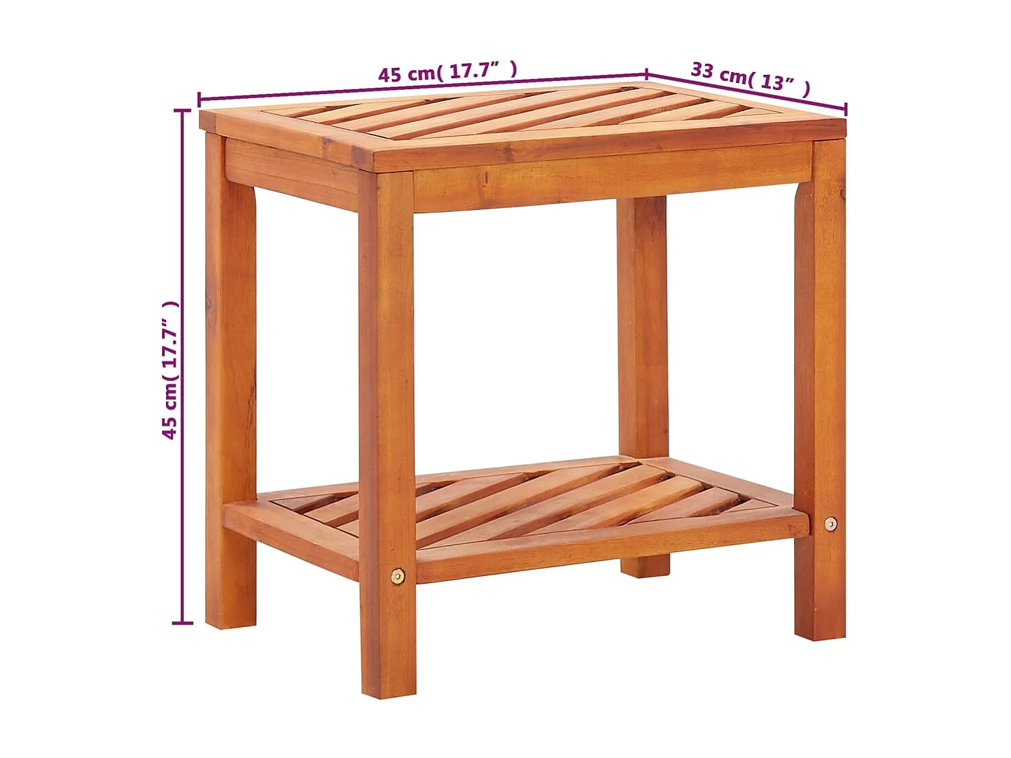 Table d'appoint support de bois marron 45 x 33 x 45 cm DEC032374