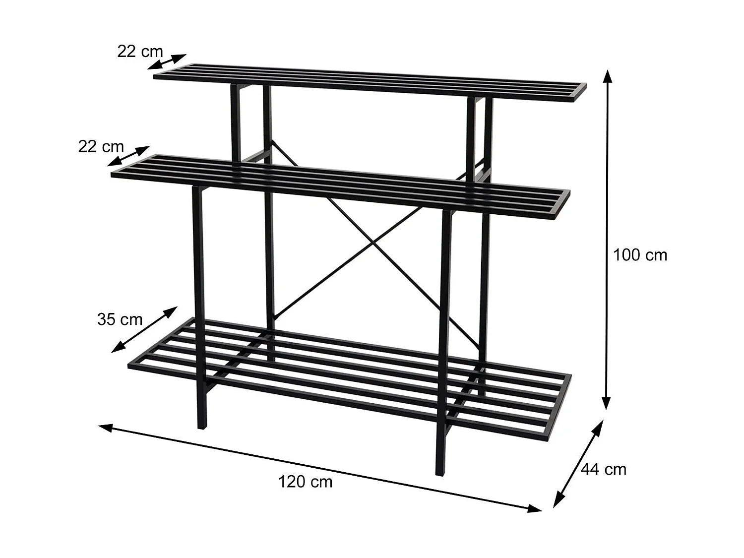 Étagère à plantes escalier noire 47 x 9 x 124 cm 04_0008696