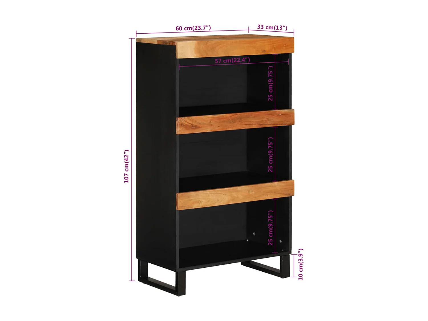 Meuble d'appoint avec compartiments bois marron 60 x 33 x 107 cm DEC032812