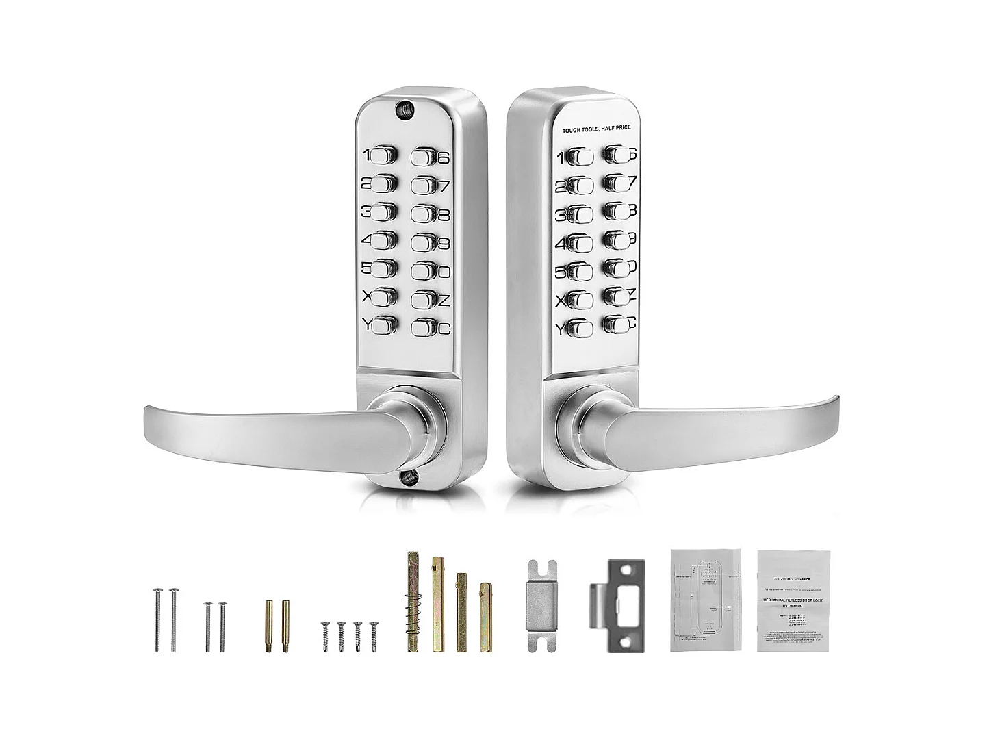 Serrure de Porte Mécanique SucceBuy sans Clé , Serrure à Clavier à 14 Touches, Argent