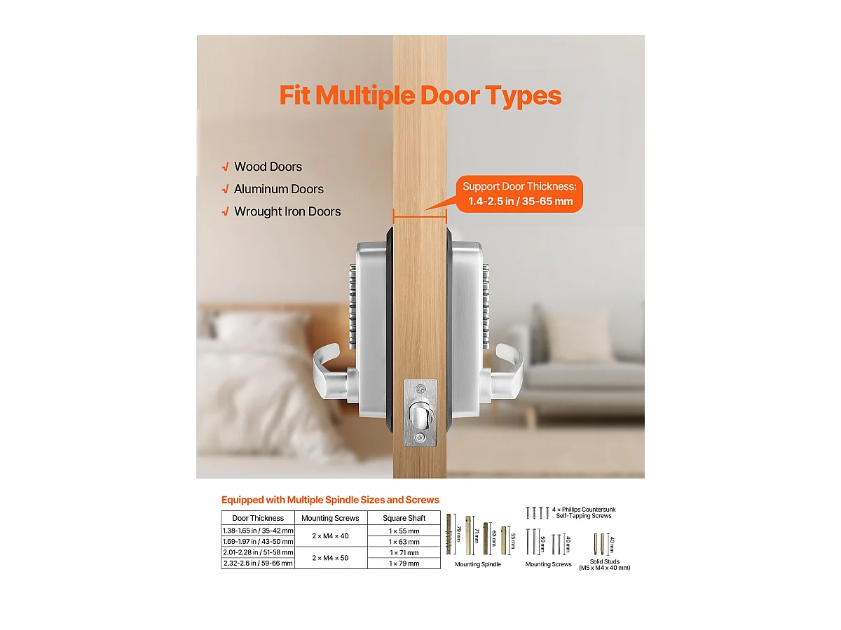 Serrure de Porte Mécanique SucceBuy sans Clé , Serrure à Clavier à 14 Touches, Argent