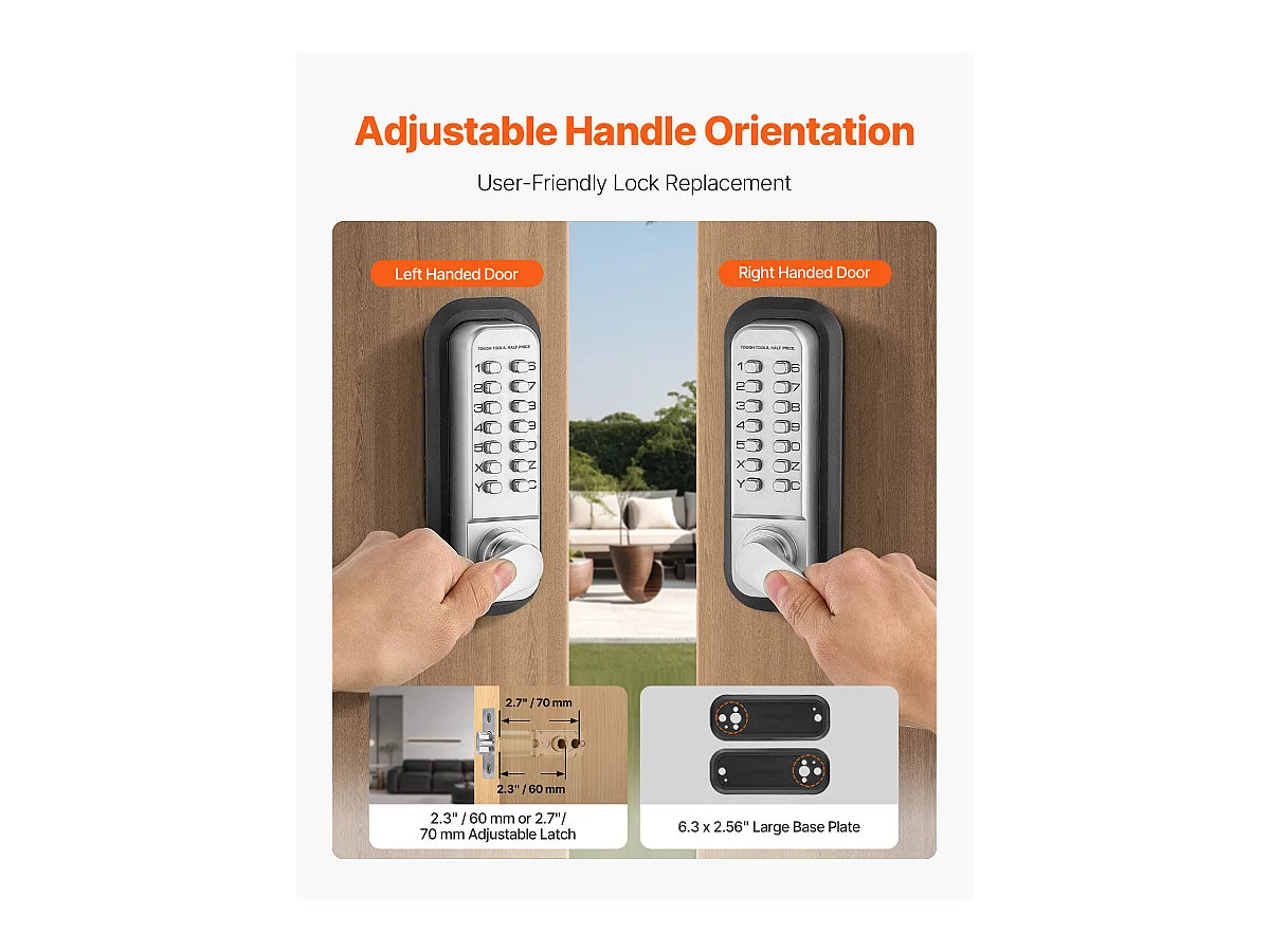 Serrure de Porte Mécanique SucceBuy sans Clé , Serrure à Clavier à 14 Touches, Argent