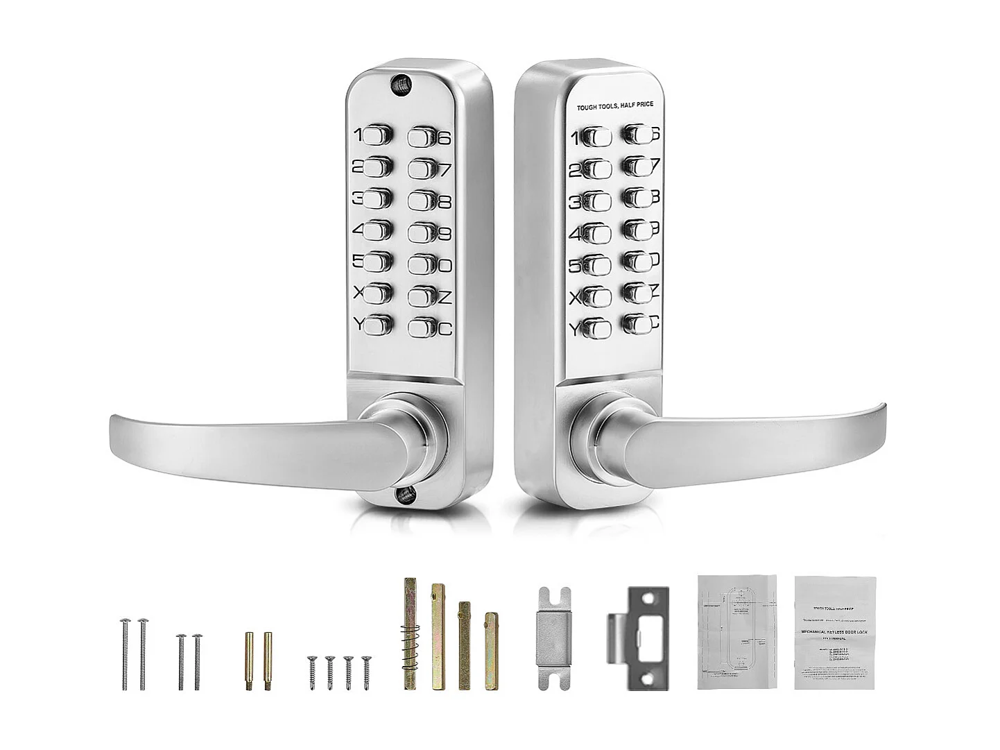 Serrure de Porte Mécanique SucceBuy sans Clé , Serrure à Clavier à 14 Touches, Argent