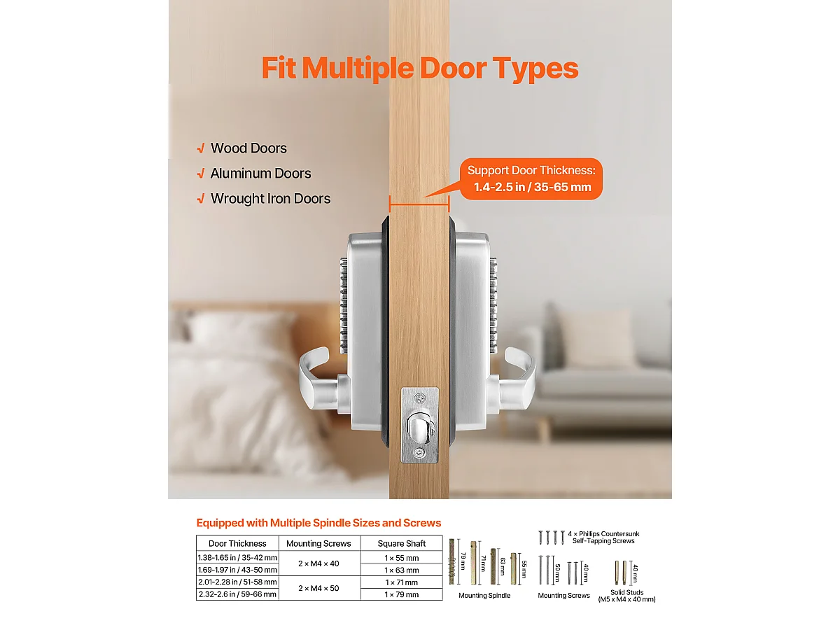 Serrure de Porte Mécanique SucceBuy sans Clé , Serrure à Clavier à 14 Touches, Argent