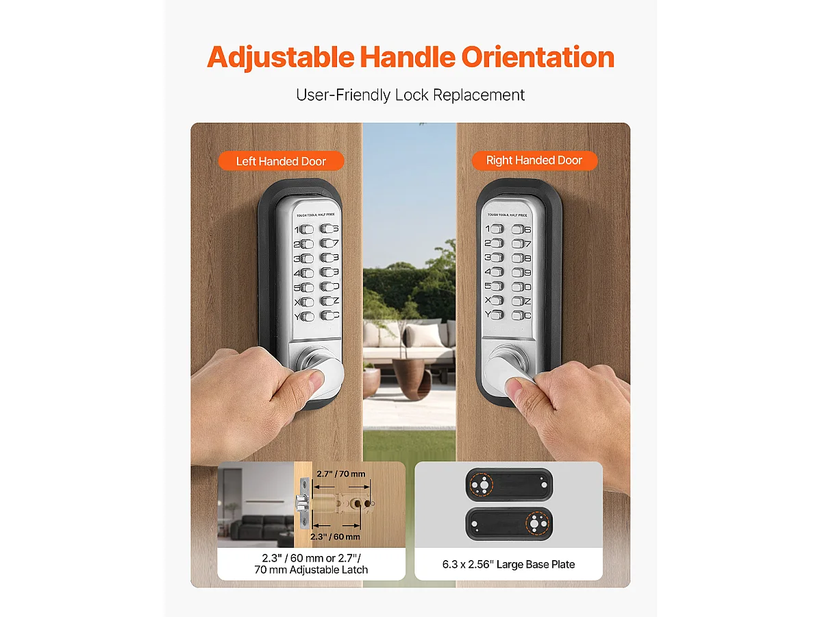 Serrure de Porte Mécanique SucceBuy sans Clé , Serrure à Clavier à 14 Touches, Argent