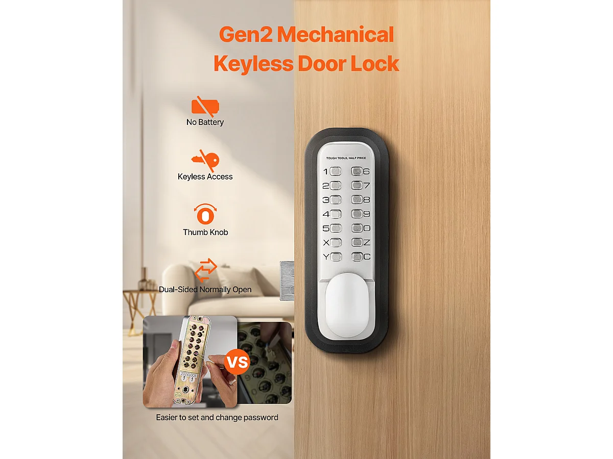 Serratura di Porta Meccanica SucceBuy senza Chiave 14 Chiavi in Lega di Zinco a Lato Singolo, Impermeabile