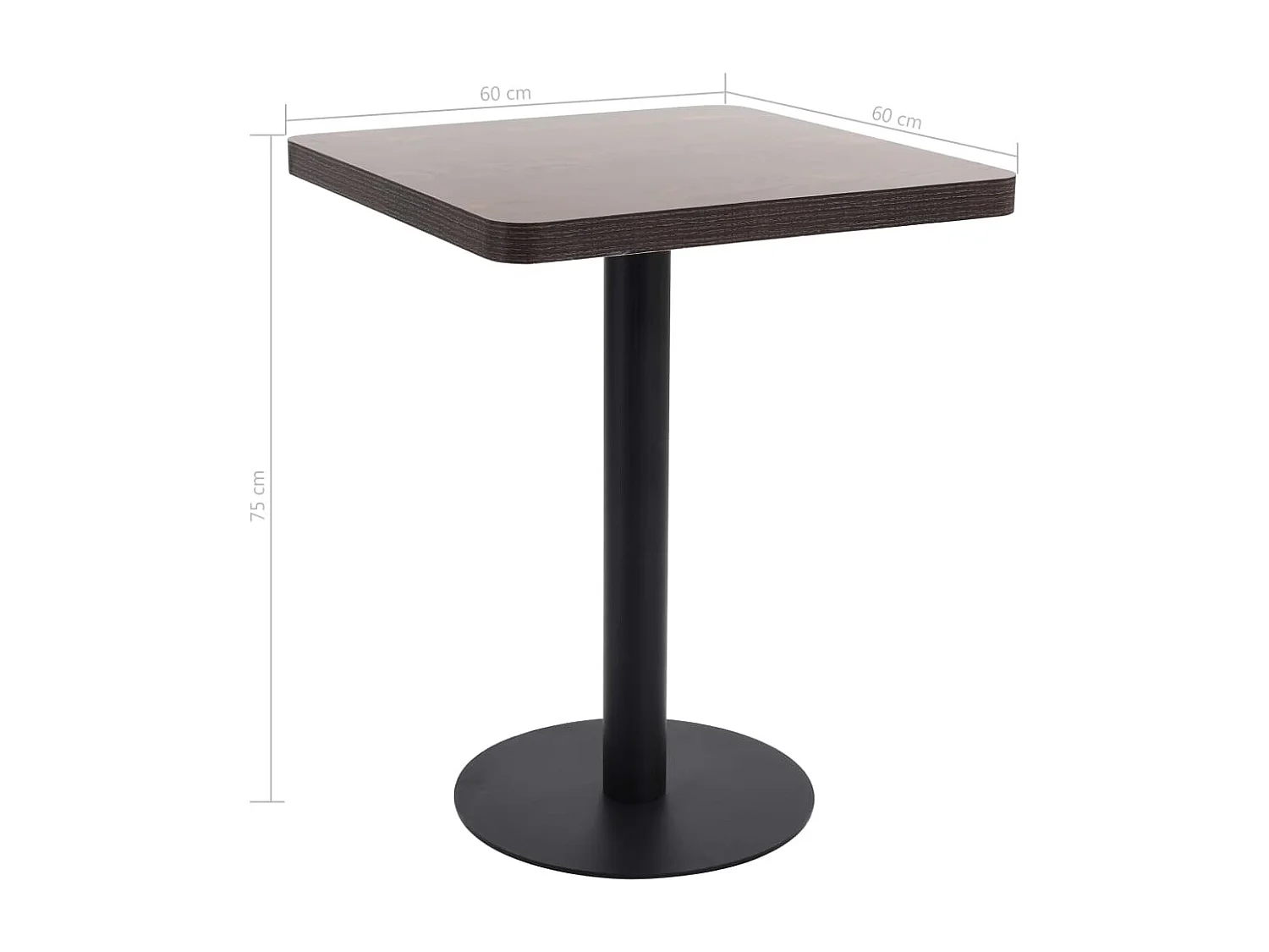 Table d'appoint auxiliaire table marron 60 x 60 x 75 cm DEC036575