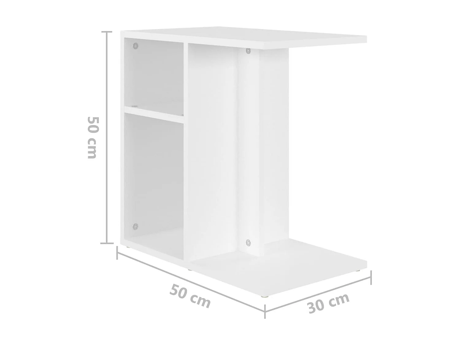 Meuble d'appoint bout de bois blanche 50 x 30 x 50 cm DEC032354