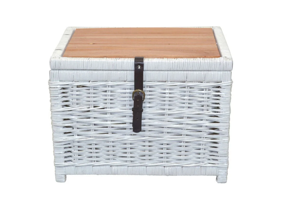 Table d'appoint coffre en bois blanche 58 x 45 x 44 cm TABA05129