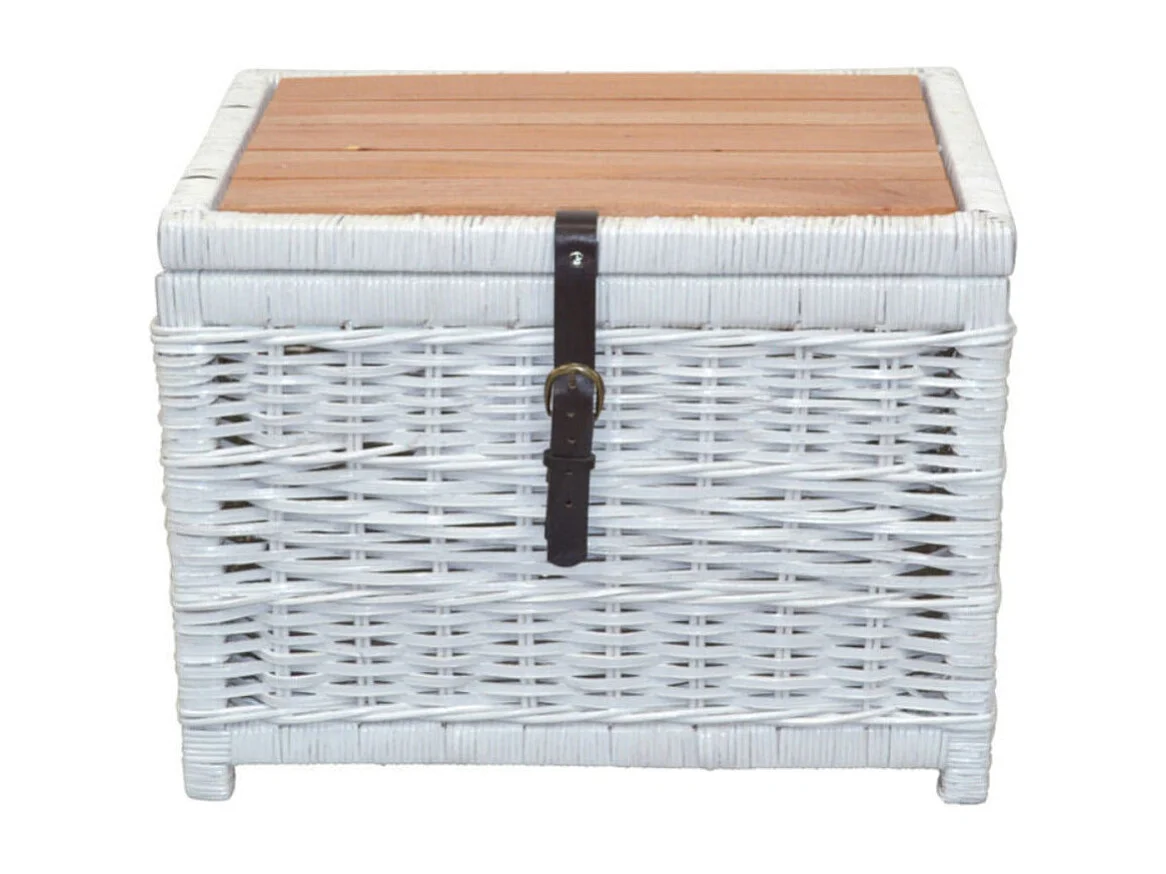 Table d'appoint coffre en bois blanche 58 x 45 x 44 cm TABA05129