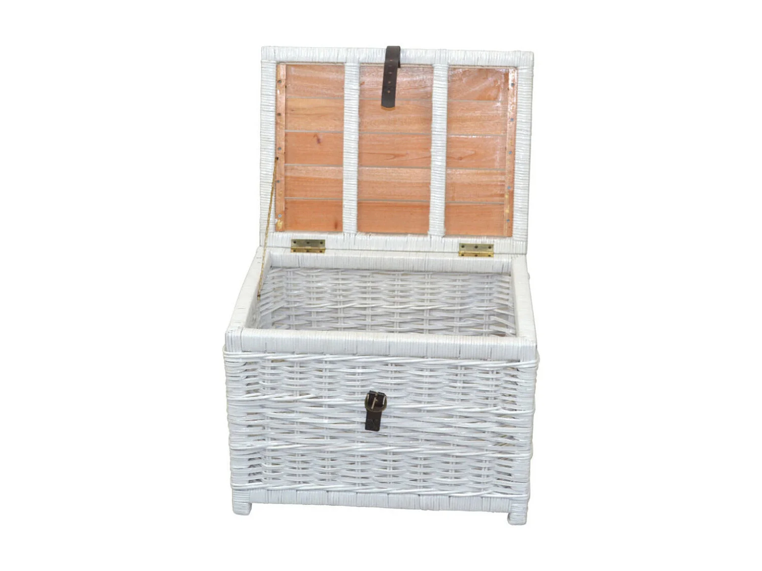 Table d'appoint coffre en bois blanche 58 x 45 x 44 cm TABA05129
