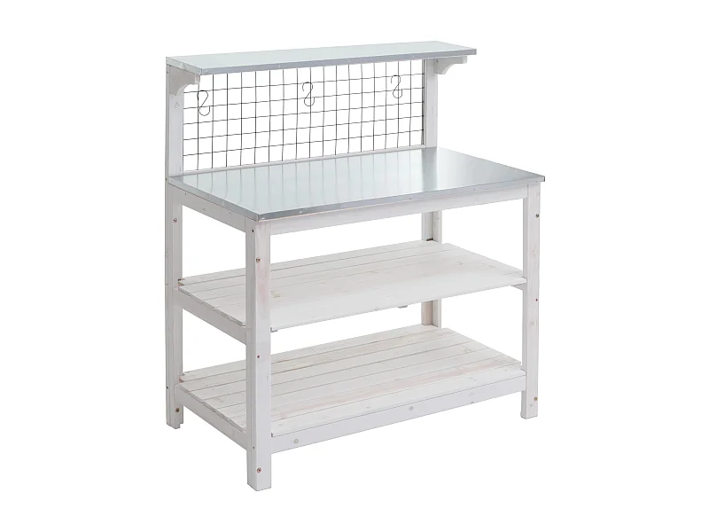 Table à plantes jardin bois blanche 79 x 18 x 108 cm 04_0008569