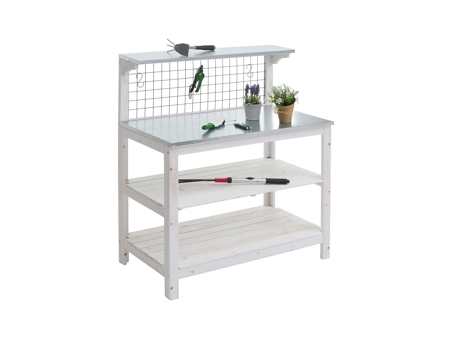 Table à plantes jardin bois blanche 79 x 18 x 108 cm 04_0008569