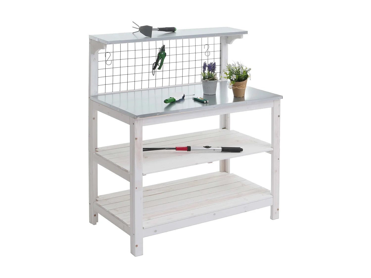 Table à plantes jardin bois blanche 79 x 18 x 108 cm 04_0008569