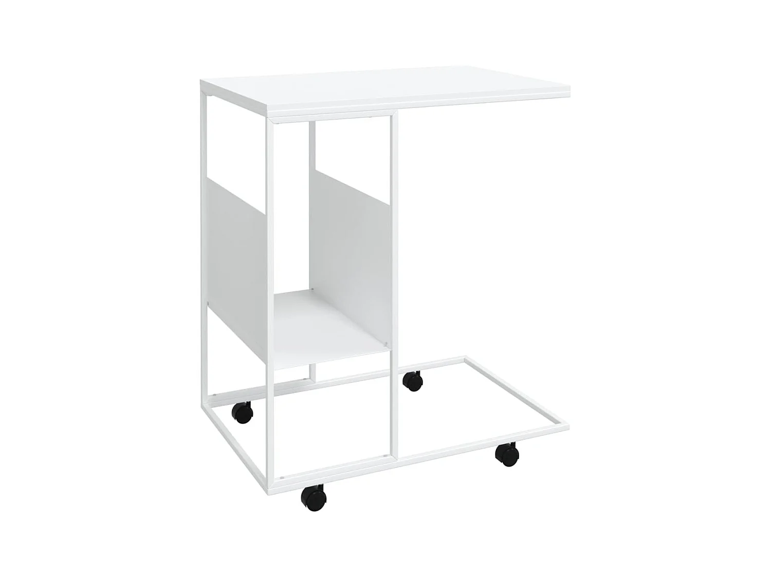 Table d'appoint sur roulettes bois blanche 55 x 36 x 63.5 cm DEC031295