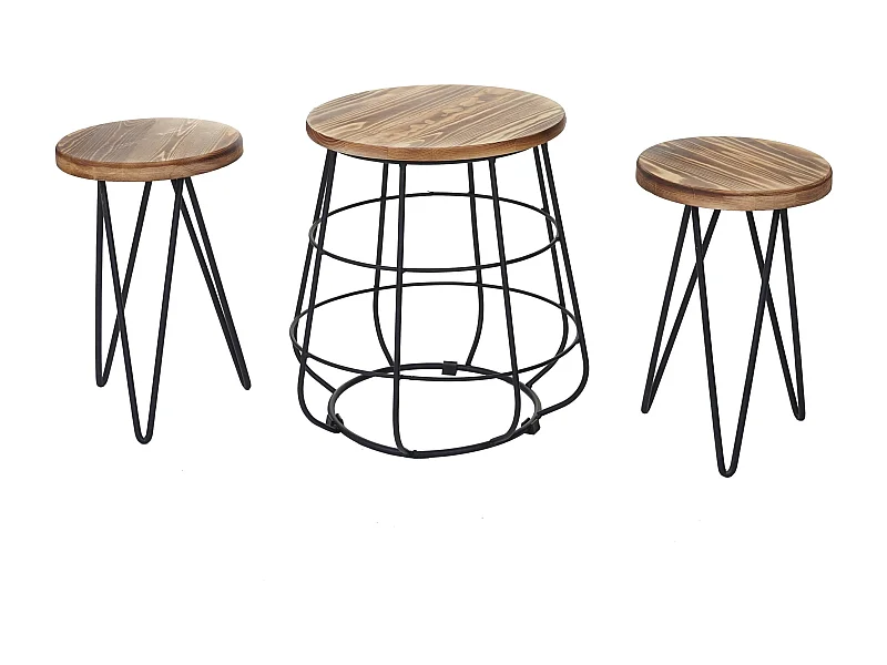 Ensemble de 2 tabourets métal marron 25 x 25 x 40 cm 04_0006622