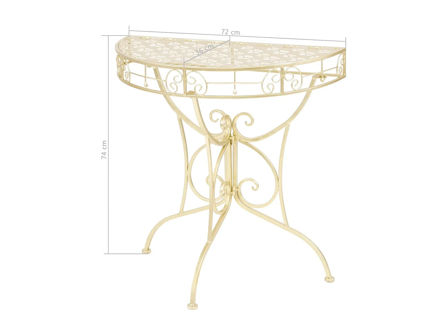 Table d'appoint plateau demi-rond métal argentée 72 x 36 x 74 cm DEC032548