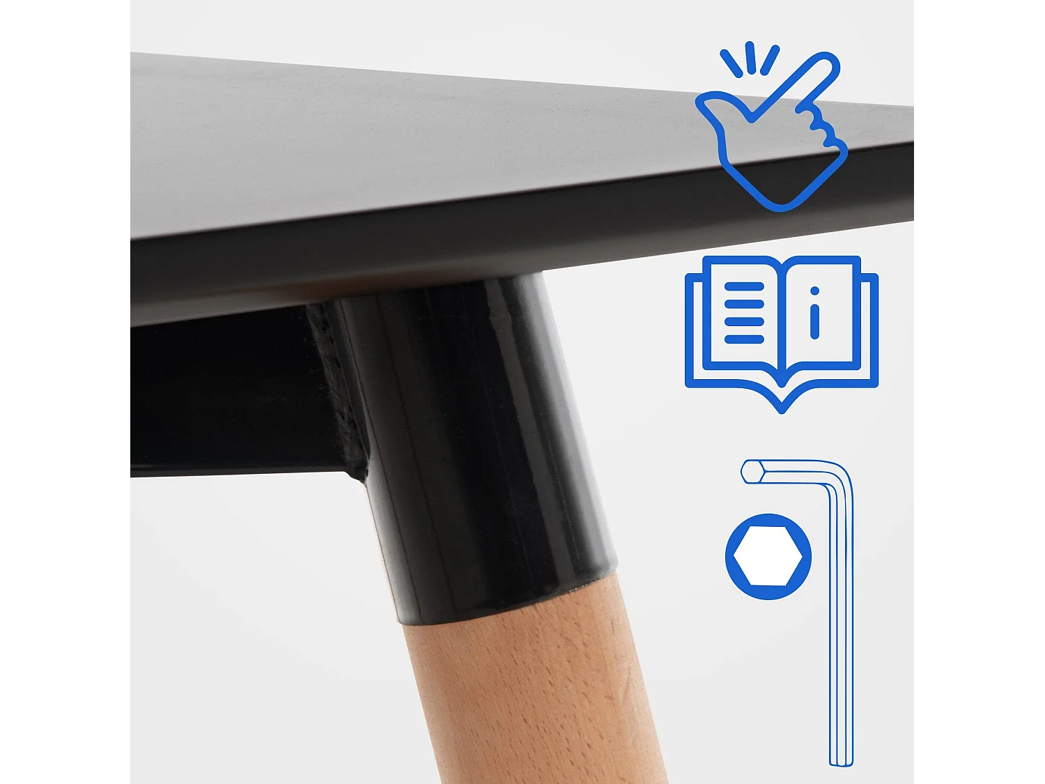 Table de cuisine design effet bois noire 60 x 60 x 70 cm 10_0005531