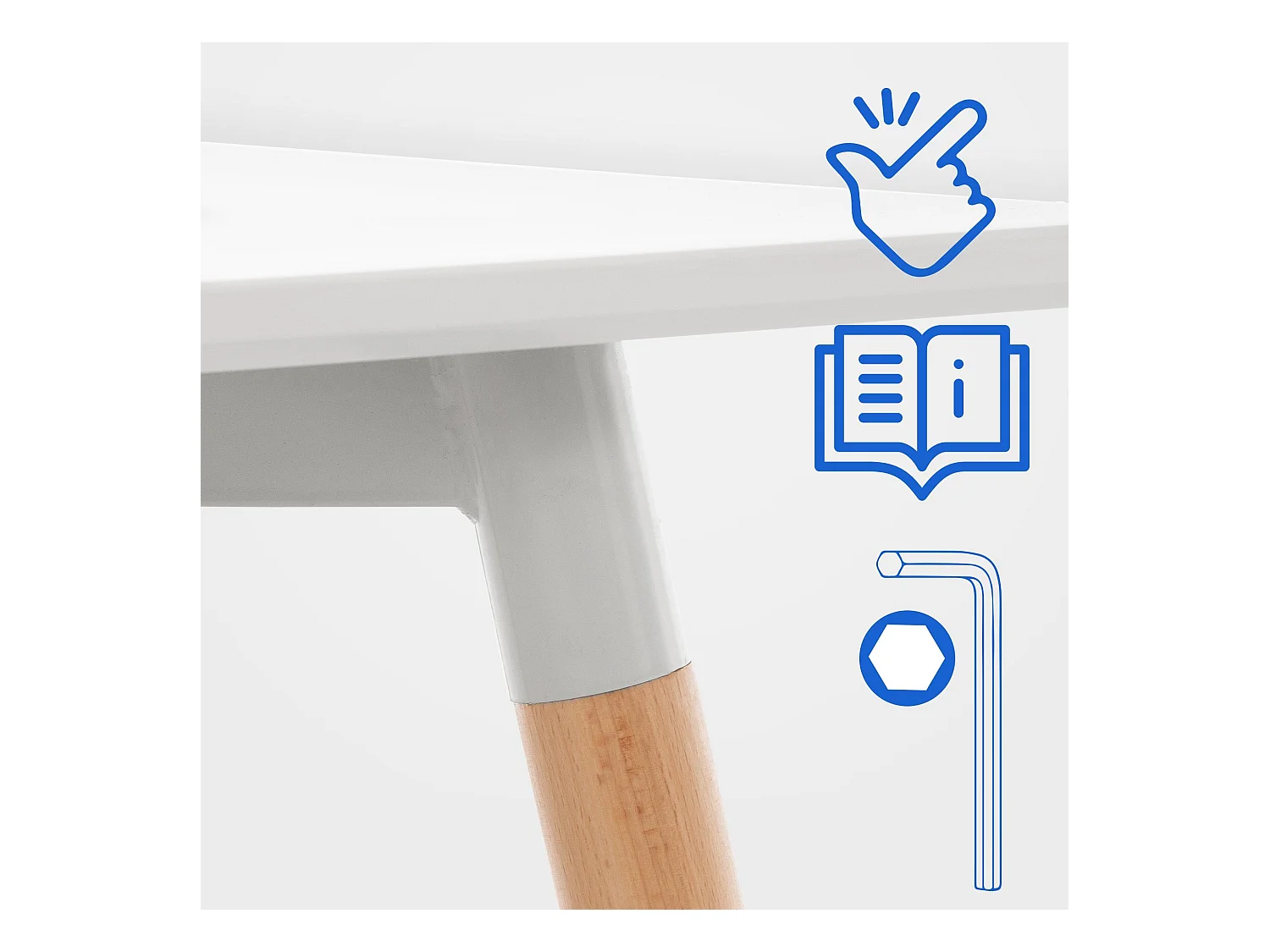 Table de cuisine table effet bois blanche 60 x 60 x 70 cm 10_0005532