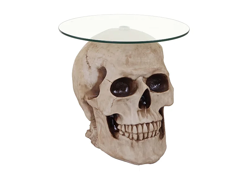 Table d'appoint Crâne HWC-A19, verre 55 x 55 x 52 cm 04_0005048