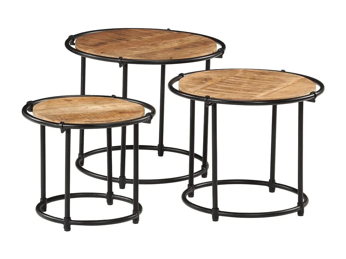 Lot de 3 tables bois marron 55 x 55 x 46 cm DEC032701