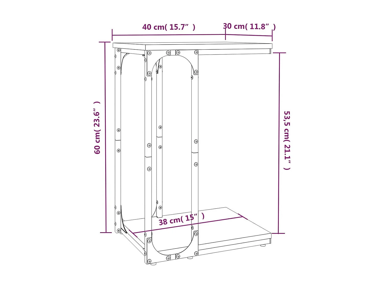 Table d'appoint bout de métal marron 40 x 30 x 60 cm DEC032399