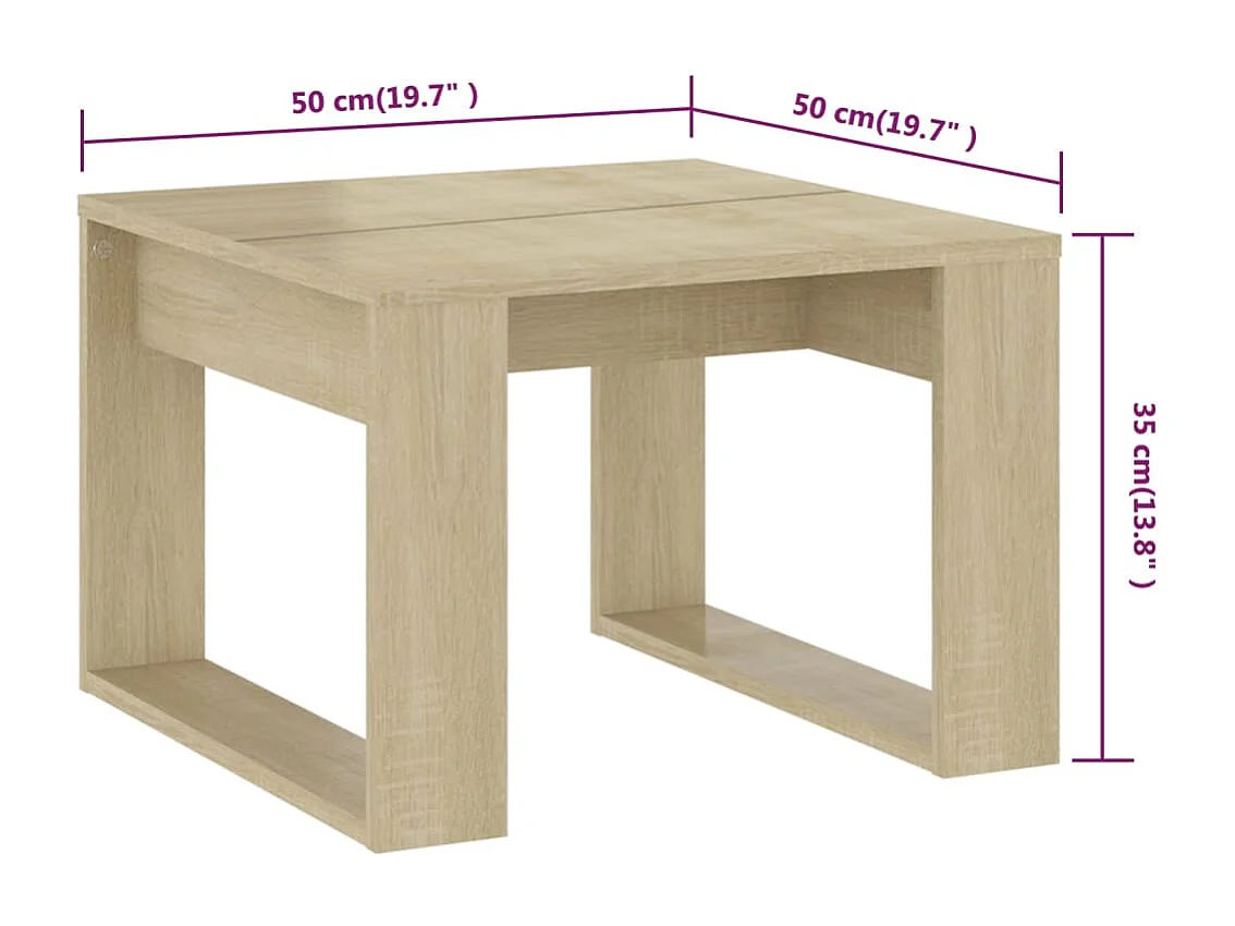 Table d'appoint meuble de bois beige 50 x 50 x 35 cm DEC032423