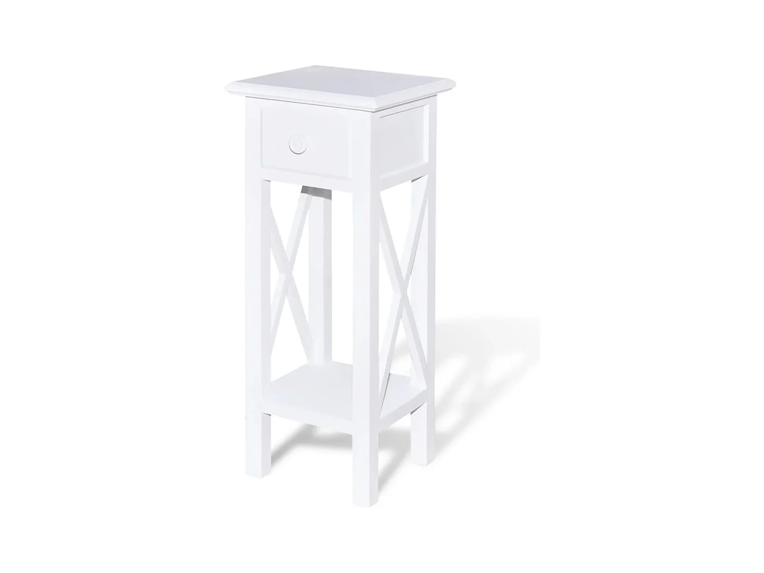 Table d'appoint petit meuble effet bois blanche 27 x 27 x 65.5 cm DEC032341