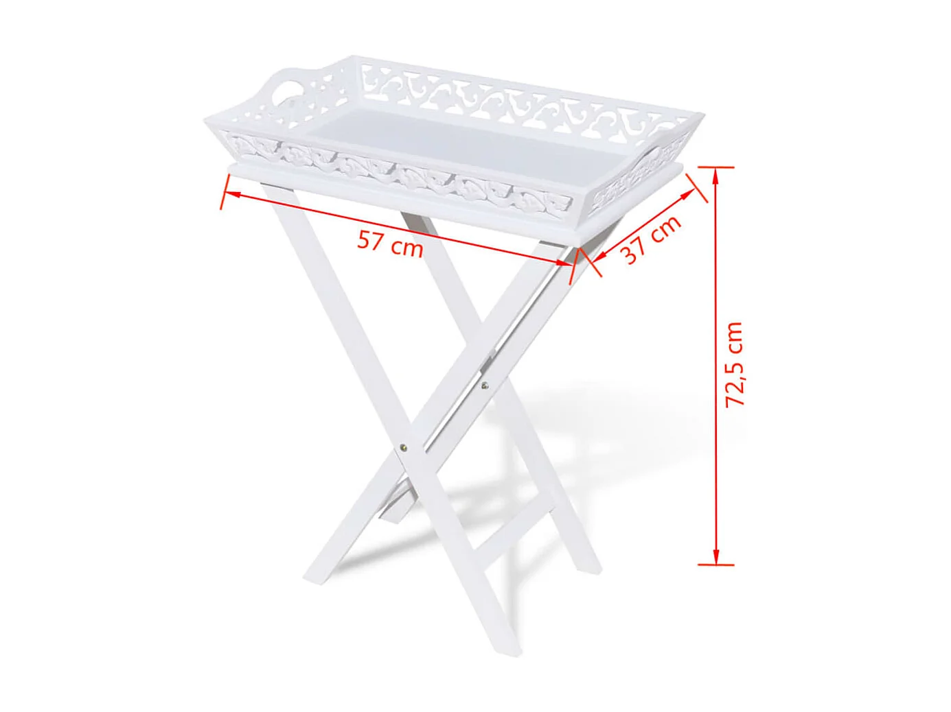 Table d'appoint pliable avec effet bois blanche 57 x 37 x 11 cm DEC032322