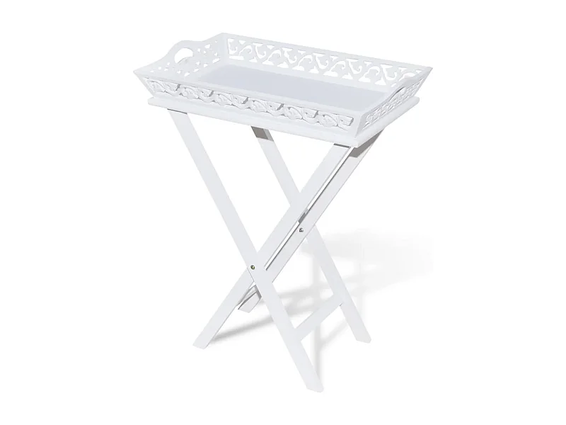 Table d'appoint pliable avec effet bois blanche 57 x 37 x 11 cm DEC032322