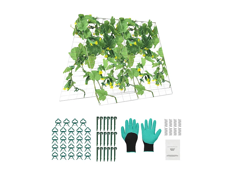 Spalier für Gurken SucceBuy A-Förmiges Gurkenspalier 89 x 140 cm, Faltbare Gartenstütze aus Metall