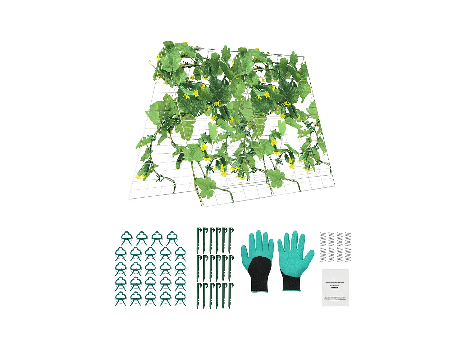 Treillis pour Concombres SucceBuy Treillis à Concombre en Forme de A 89 x 140 cm, Support de Jardin en Métal Pliable