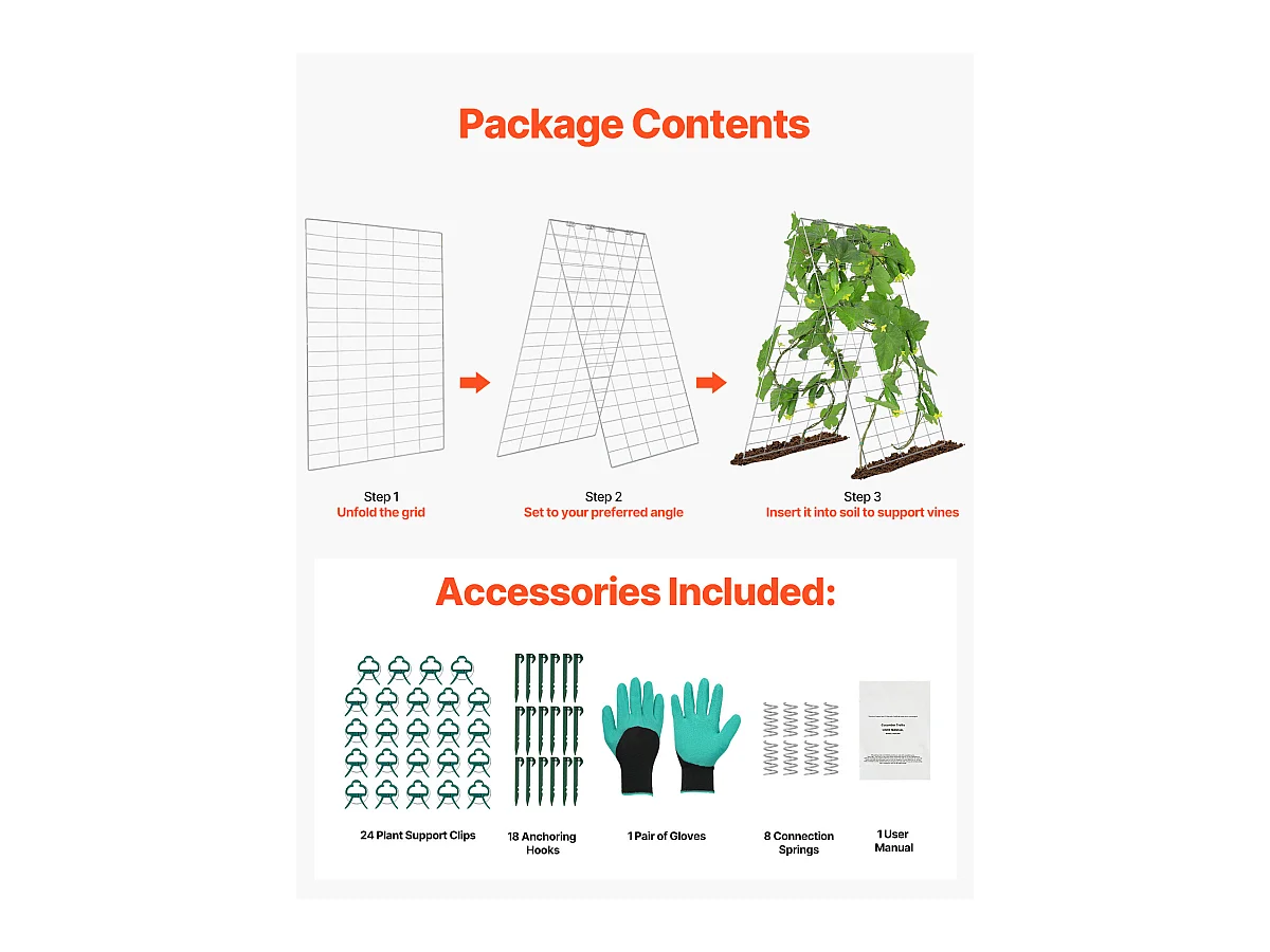 Treillis pour Concombres SucceBuy Treillis à Concombre en Forme de A 89 x 140 cm, Support de Jardin en Métal Pliable