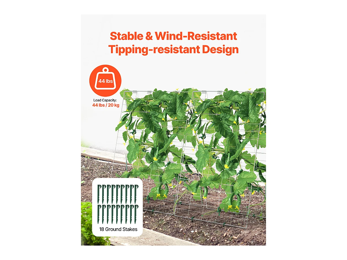Treillis pour Concombres SucceBuy Treillis à Concombre en Forme de A 89 x 140 cm, Support de Jardin en Métal Pliable