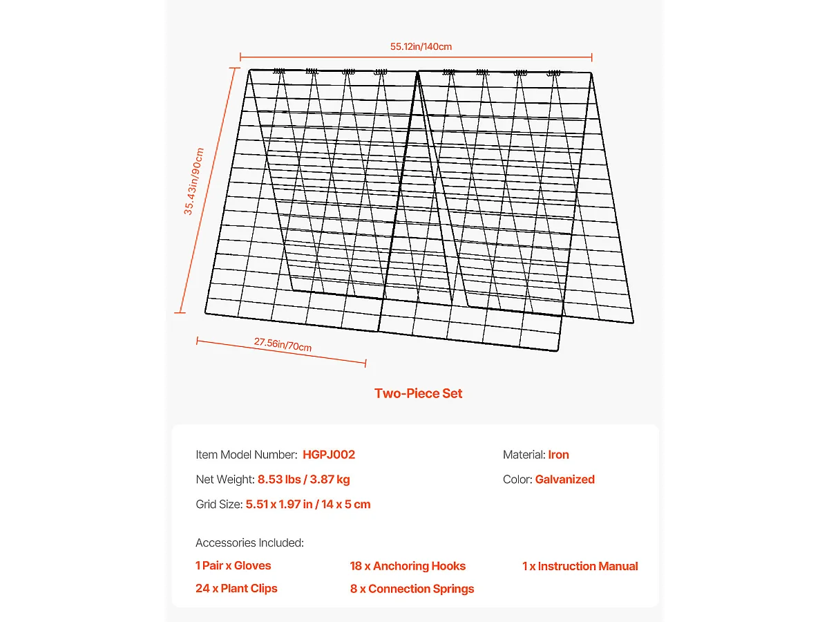 Treillis pour Concombres SucceBuy Treillis à Concombre en Forme de A 89 x 140 cm, Support de Jardin en Métal Pliable