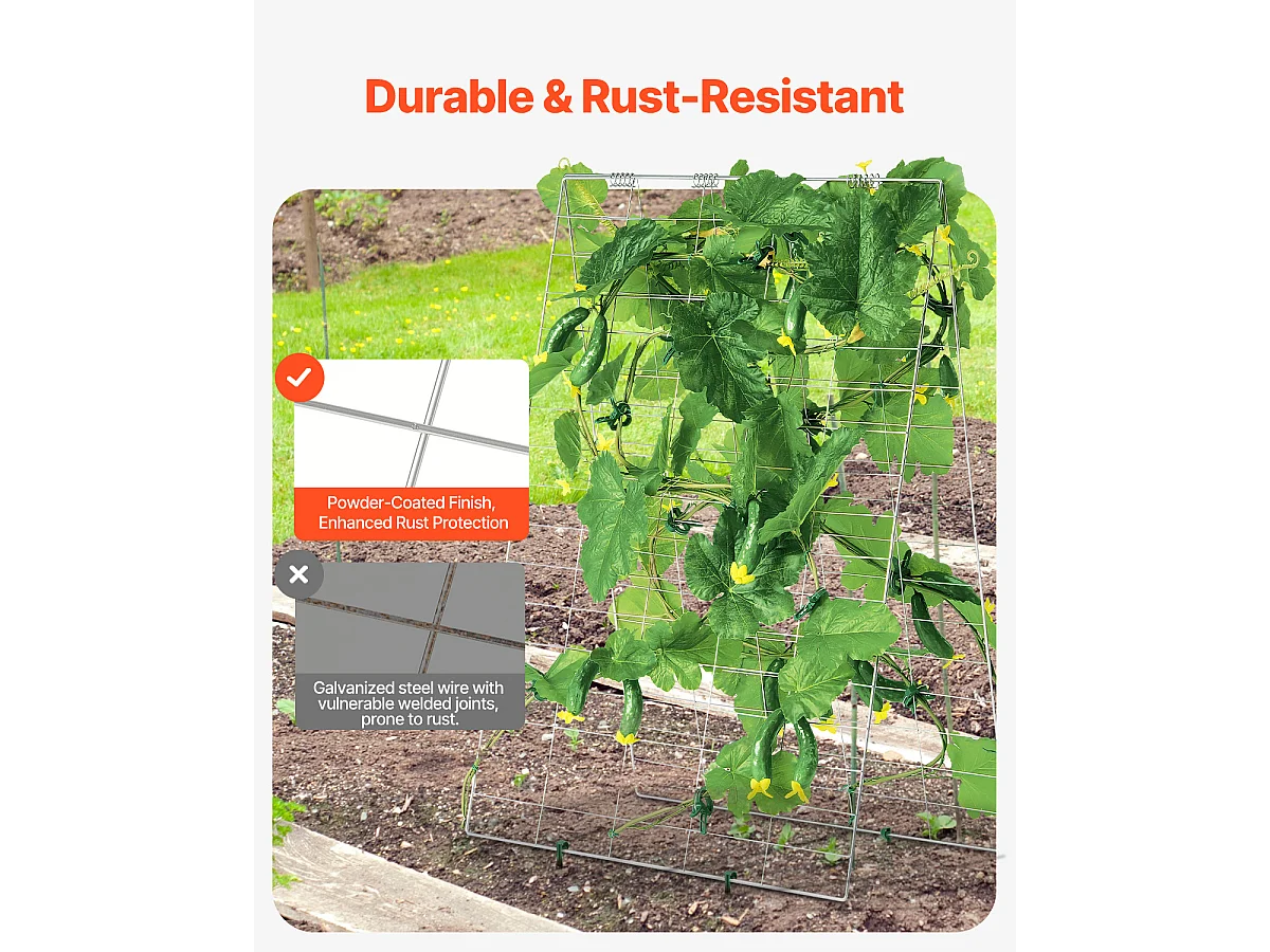 Treillis pour Concombres SucceBuy Treillis à Concombre en Forme de A 89 x 140 cm, Support de Jardin en Métal Pliable