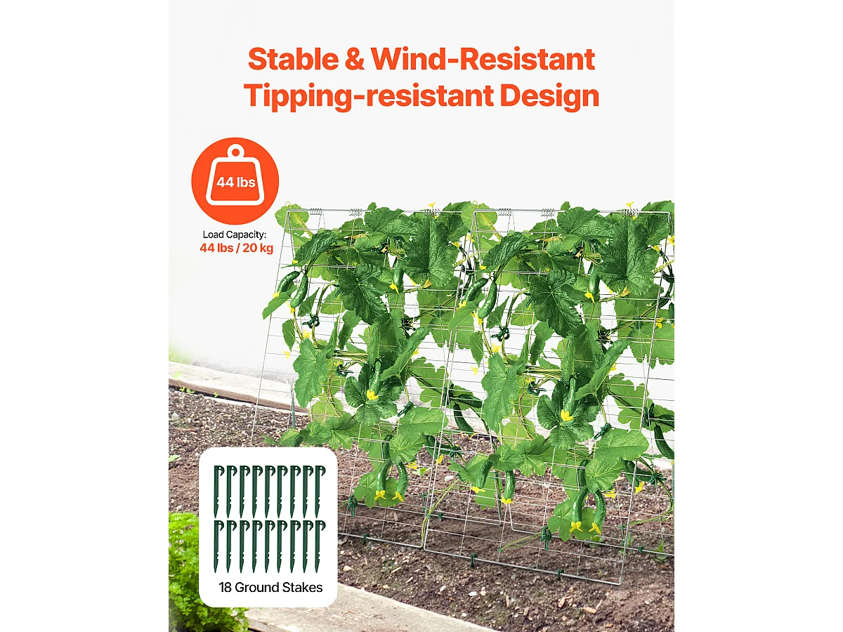 Treillis pour Concombres SucceBuy Treillis à Concombre en Forme de A 89 x 140 cm, Support de Jardin en Métal Pliable